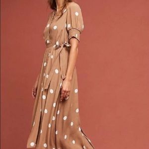 Anthropologie Breanna Brown Polka Dot Dress